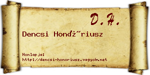 Dencsi Honóriusz névjegykártya